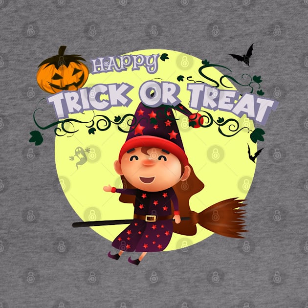 Cute cartoon Happy Halloween.Trick or Treat. by Longgilbert